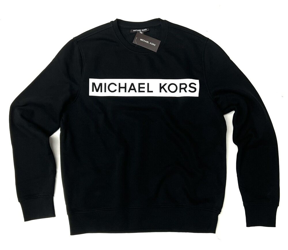 Michael Kors Crewneck Sweatshirt Pullover Box Logo Mens Sz L Black * READ *